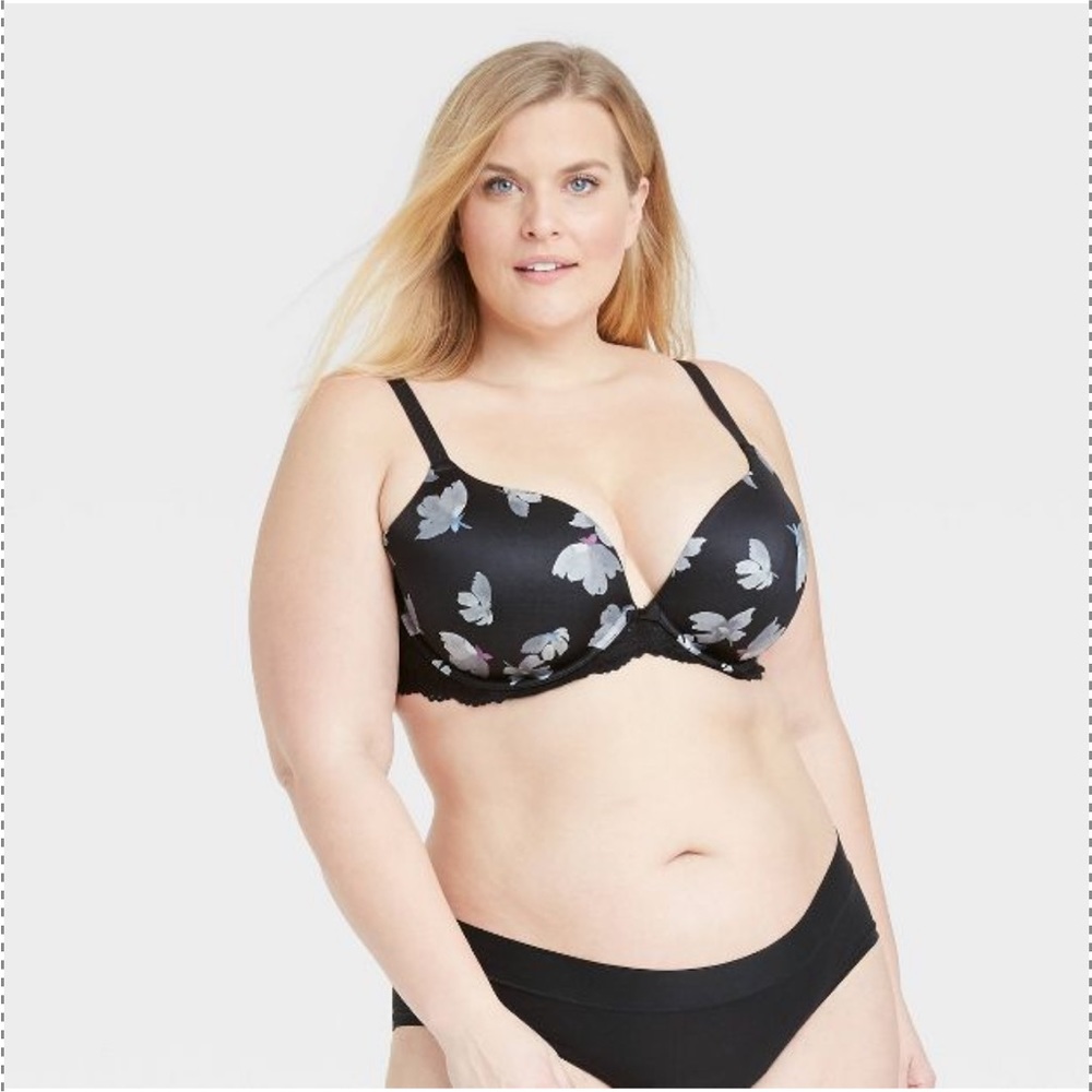 NWT Auden Women's Bra 42D Smooth Lace Plunge Push-Up